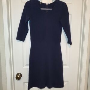 Talbots Navy Mixed Media Textured Sweater Dress Size SP